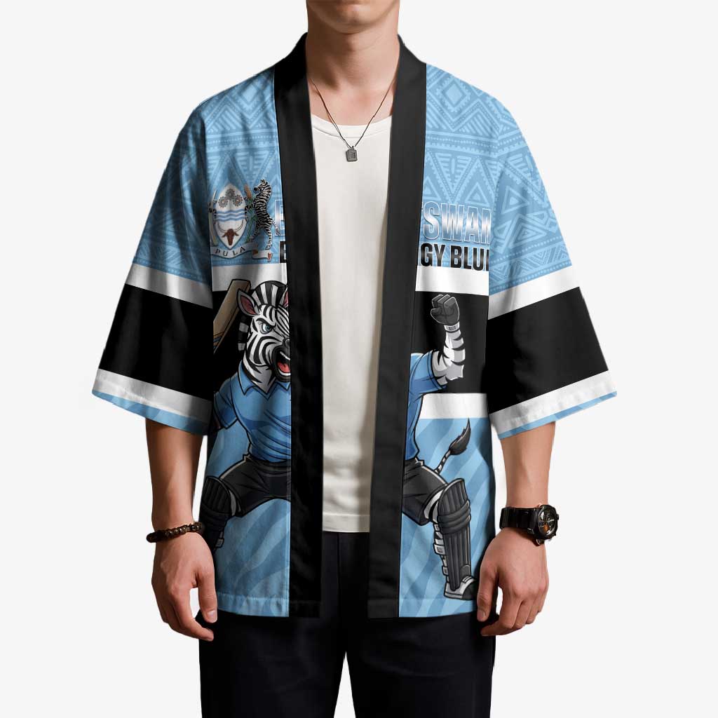 Custom Botswana Cricket Kimono Go Baggy Blues Zebra Mascot - Wonder Print Shop