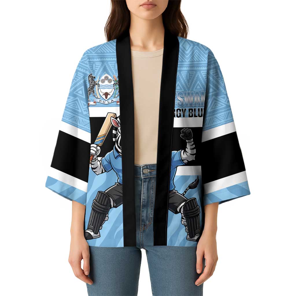 Custom Botswana Cricket Kimono Go Baggy Blues Zebra Mascot - Wonder Print Shop