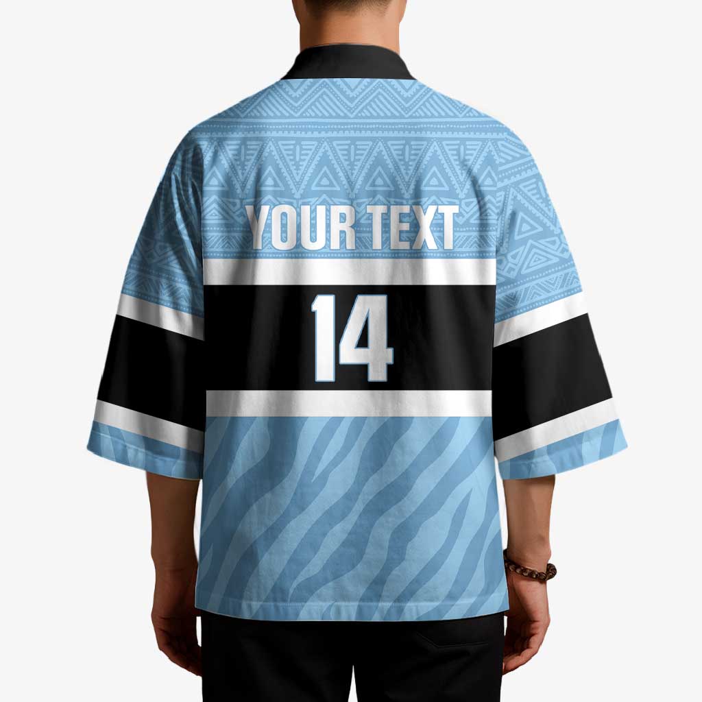 Custom Botswana Cricket Kimono Go Baggy Blues Zebra Mascot - Wonder Print Shop