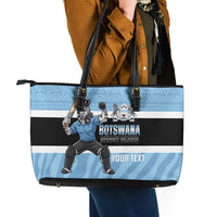 Custom Botswana Cricket Leather Tote Bag Go Baggy Blues Zebra Mascot - Wonder Print Shop