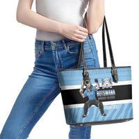 Custom Botswana Cricket Leather Tote Bag Go Baggy Blues Zebra Mascot - Wonder Print Shop