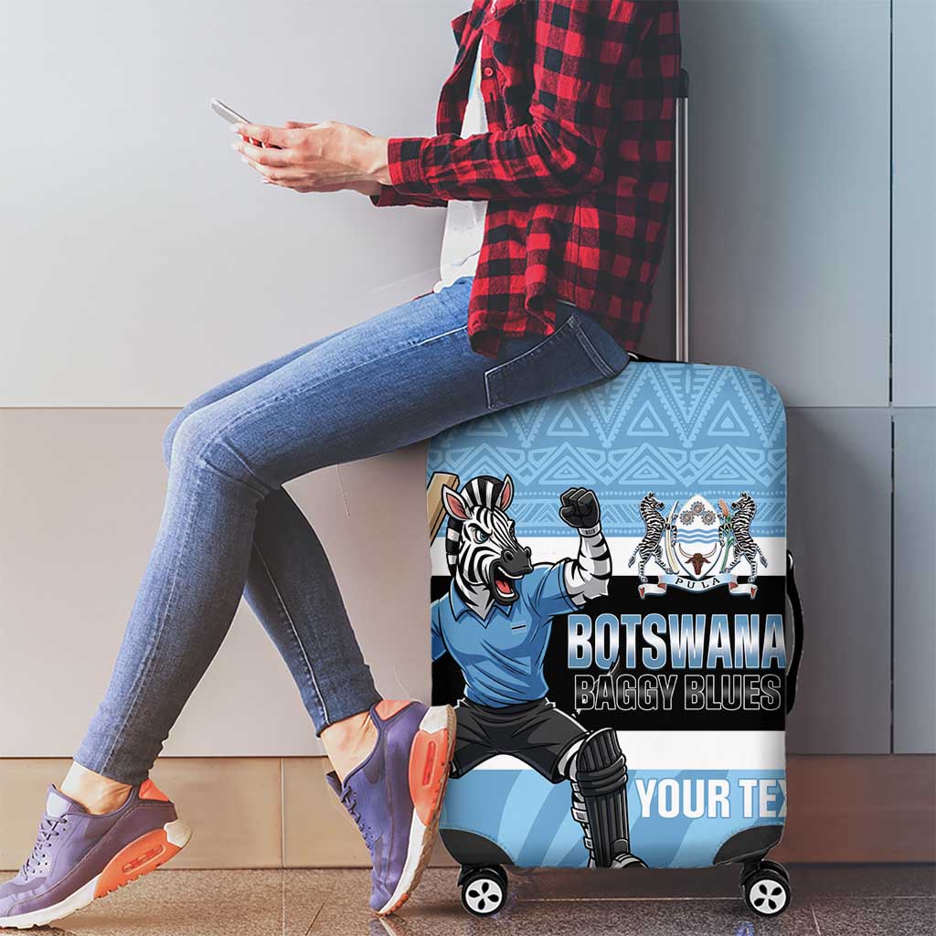 Custom Botswana Cricket Luggage Cover Go Baggy Blues Zebra Mascot - Wonder Print Shop