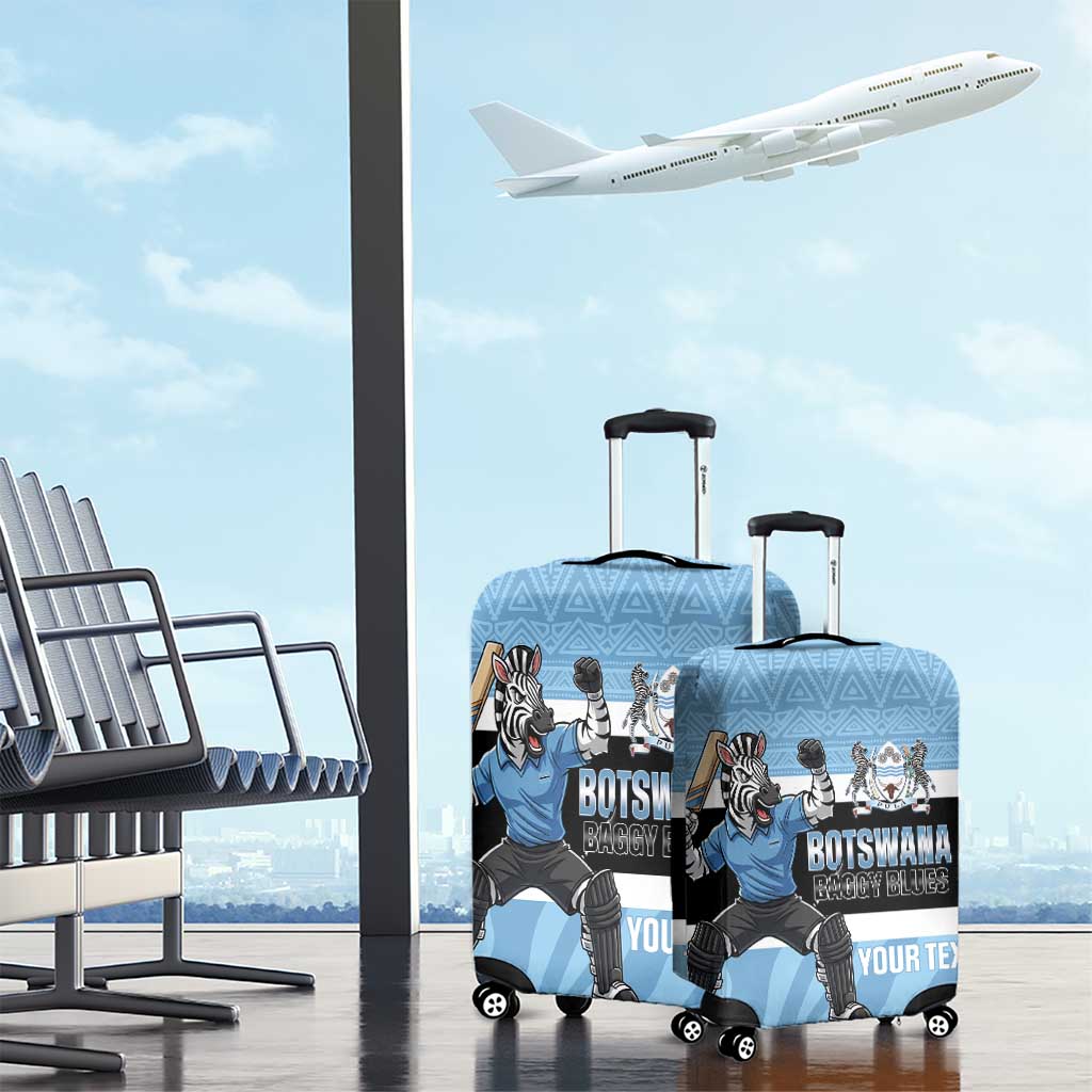 Custom Botswana Cricket Luggage Cover Go Baggy Blues Zebra Mascot - Wonder Print Shop