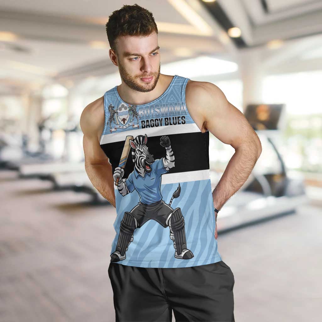 Custom Botswana Cricket Men Tank Top Go Baggy Blues Zebra Mascot - Wonder Print Shop