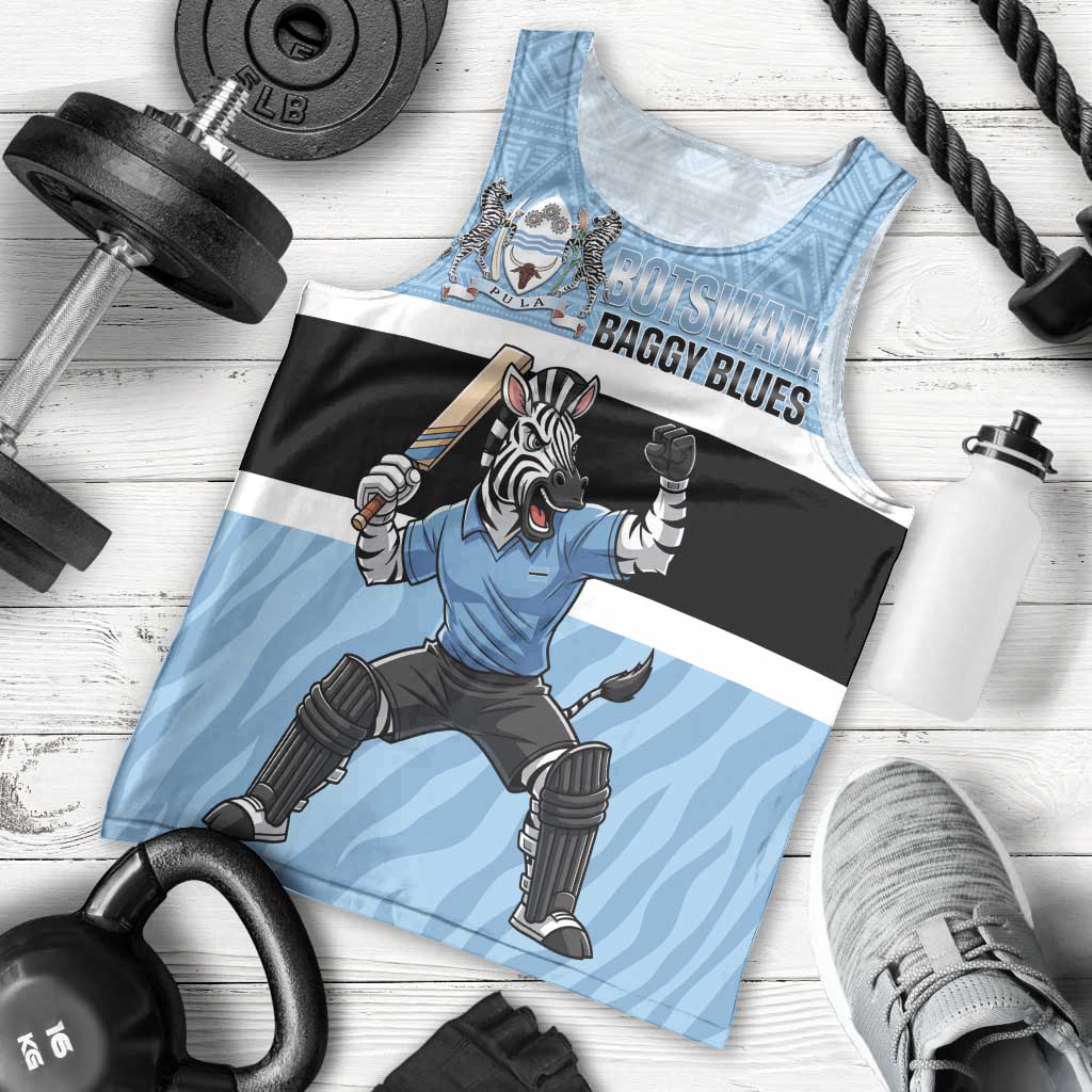 Custom Botswana Cricket Men Tank Top Go Baggy Blues Zebra Mascot - Wonder Print Shop