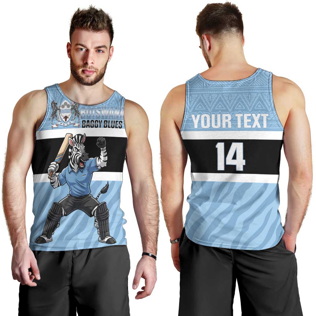 Custom Botswana Cricket Men Tank Top Go Baggy Blues Zebra Mascot - Wonder Print Shop