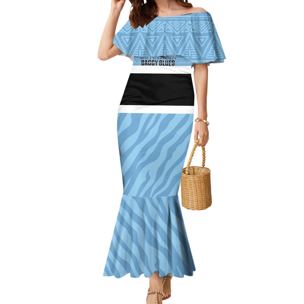 Custom Botswana Cricket Mermaid Dress Go Baggy Blues Zebra Mascot - Wonder Print Shop