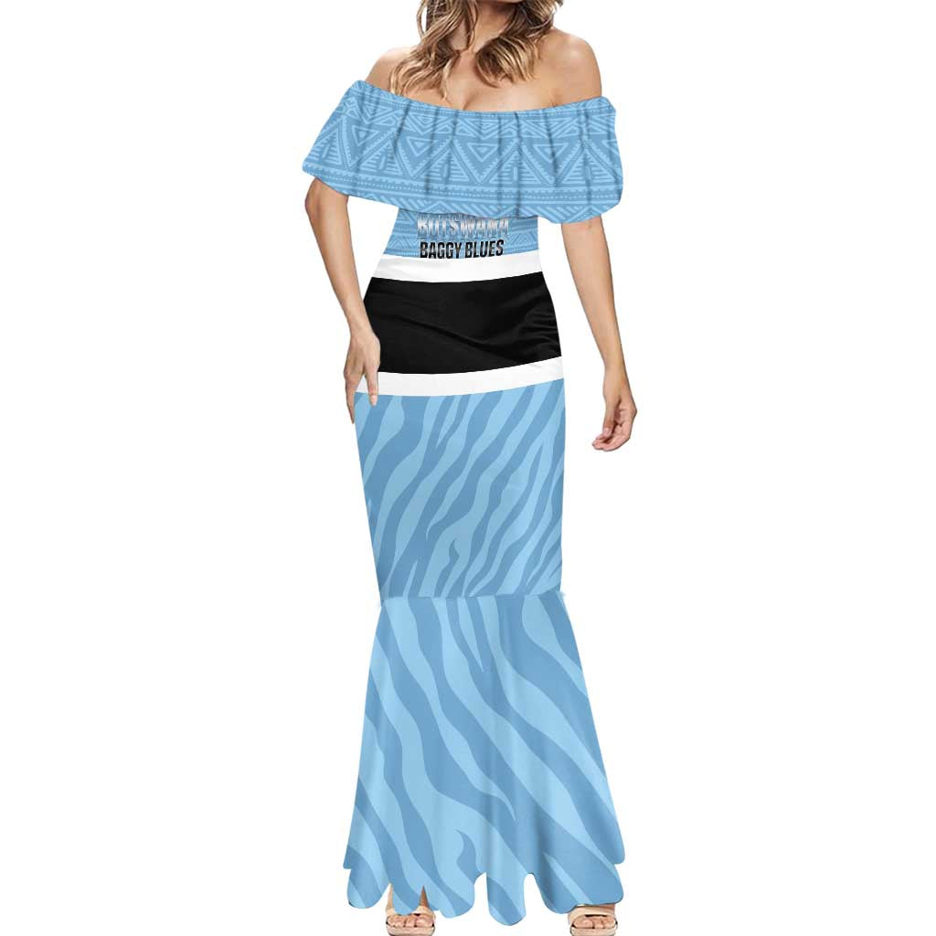 Custom Botswana Cricket Mermaid Dress Go Baggy Blues Zebra Mascot - Wonder Print Shop