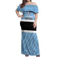 Custom Botswana Cricket Off Shoulder Maxi Dress Go Baggy Blues Zebra Mascot - Wonder Print Shop