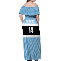 Custom Botswana Cricket Off Shoulder Maxi Dress Go Baggy Blues Zebra Mascot - Wonder Print Shop