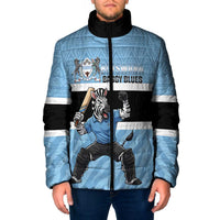 Custom Botswana Cricket Padded Jacket Go Baggy Blues Zebra Mascot - Wonder Print Shop