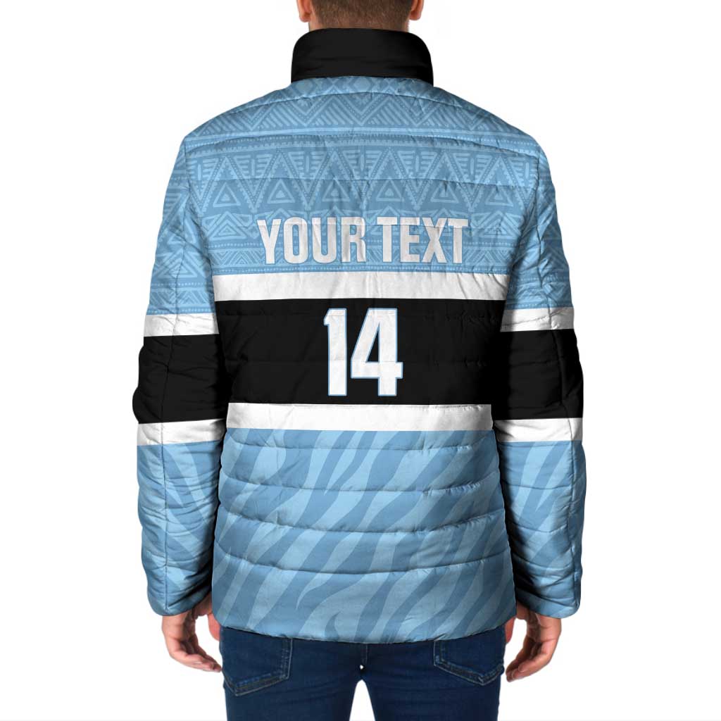 Custom Botswana Cricket Padded Jacket Go Baggy Blues Zebra Mascot - Wonder Print Shop