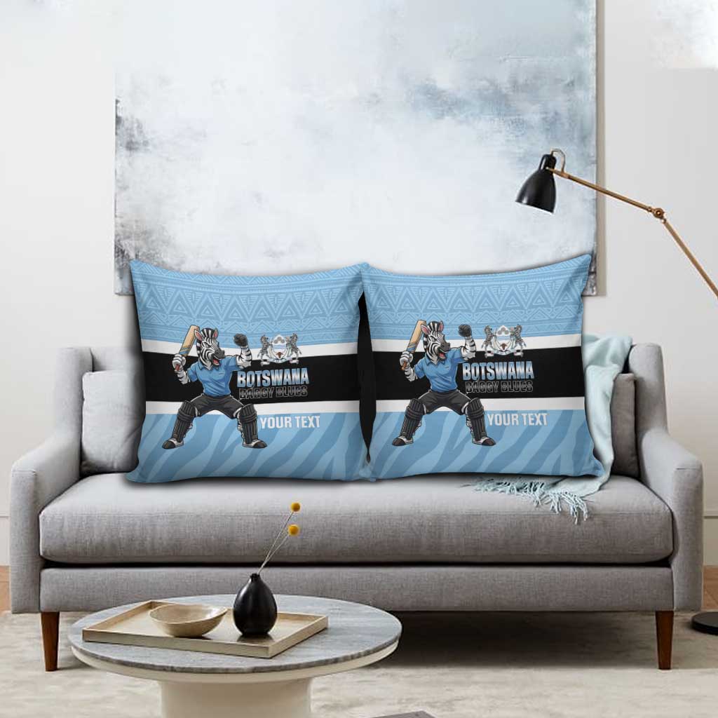 Custom Botswana Cricket Pillow Cover Go Baggy Blues Zebra Mascot - Wonder Print Shop