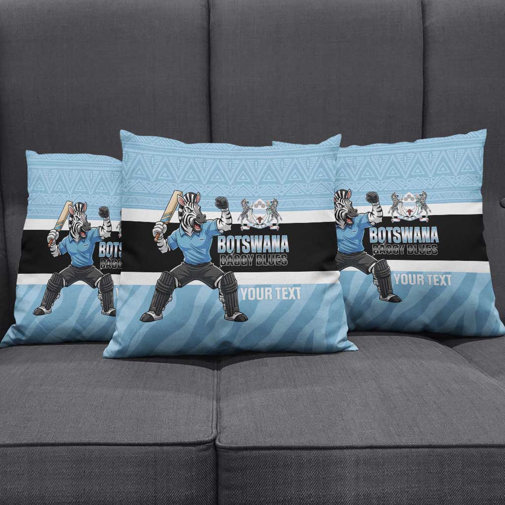 Custom Botswana Cricket Pillow Cover Go Baggy Blues Zebra Mascot - Wonder Print Shop