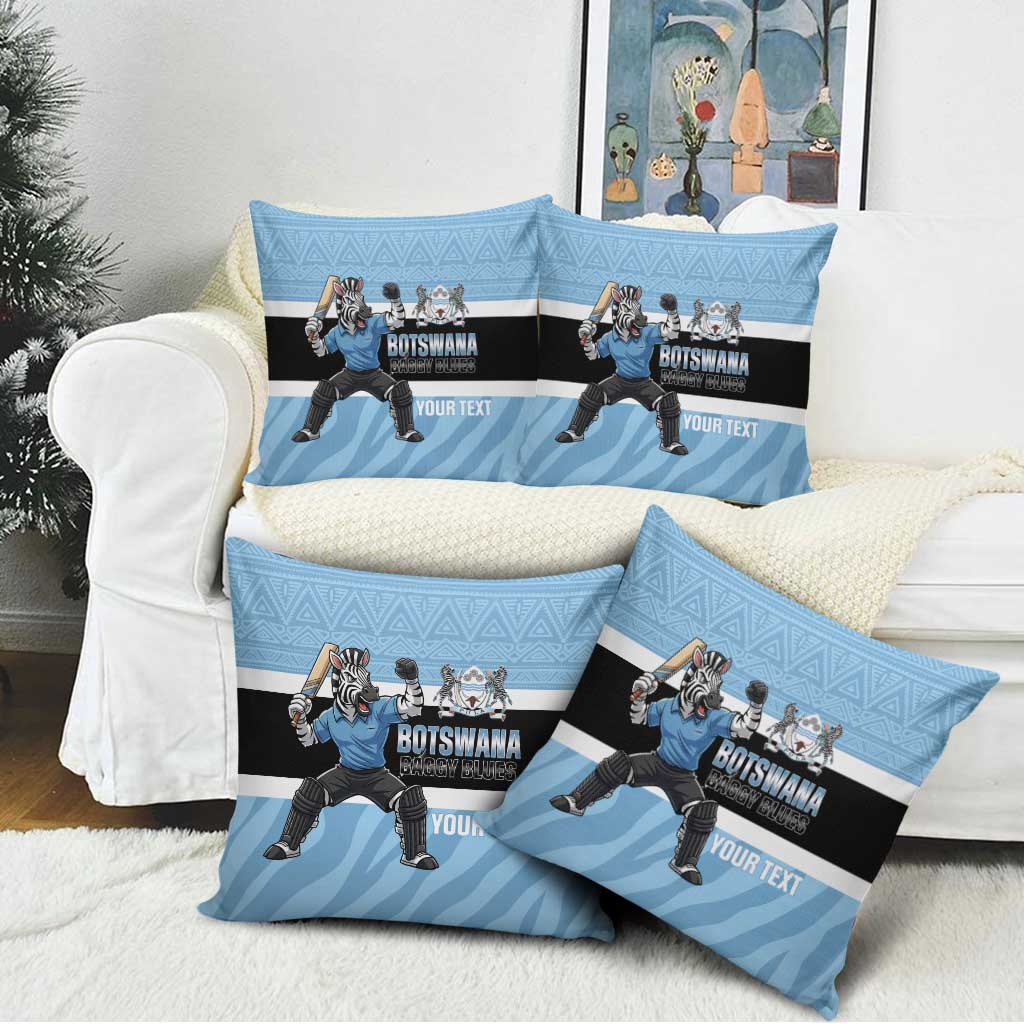 Custom Botswana Cricket Pillow Cover Go Baggy Blues Zebra Mascot - Wonder Print Shop