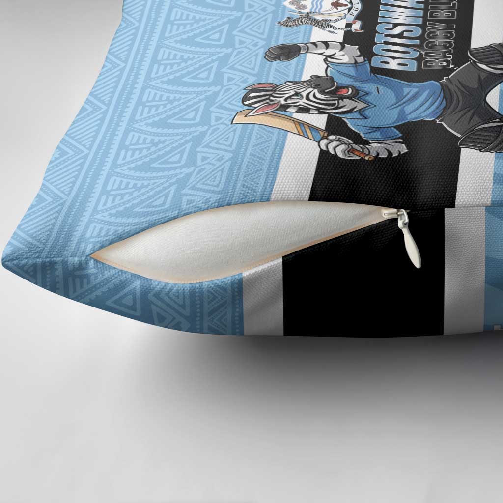 Custom Botswana Cricket Pillow Cover Go Baggy Blues Zebra Mascot - Wonder Print Shop