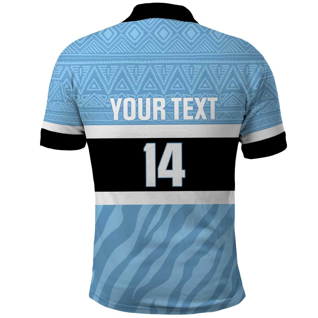Custom Botswana Cricket Polo Shirt Go Baggy Blues Zebra Mascot - Wonder Print Shop