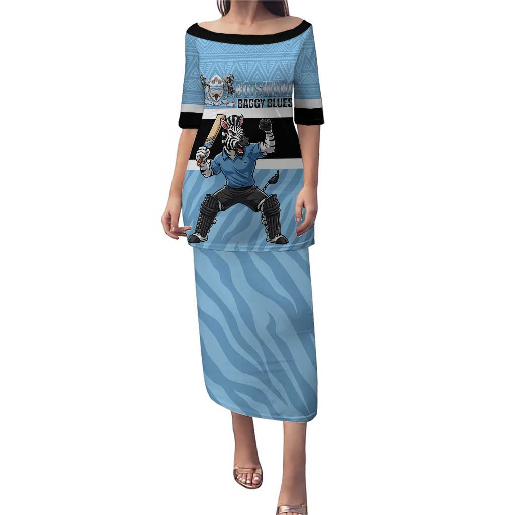 Custom Botswana Cricket Puletasi Go Baggy Blues Zebra Mascot - Wonder Print Shop