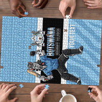 Custom Botswana Cricket Puzzle Go Baggy Blues Zebra Mascot - Wonder Print Shop