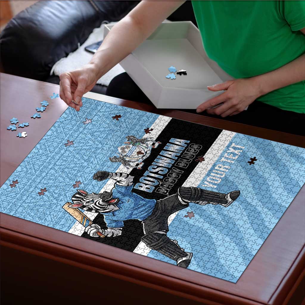 Custom Botswana Cricket Puzzle Go Baggy Blues Zebra Mascot - Wonder Print Shop
