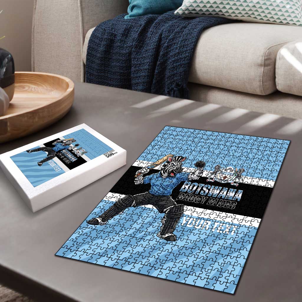 Custom Botswana Cricket Puzzle Go Baggy Blues Zebra Mascot - Wonder Print Shop