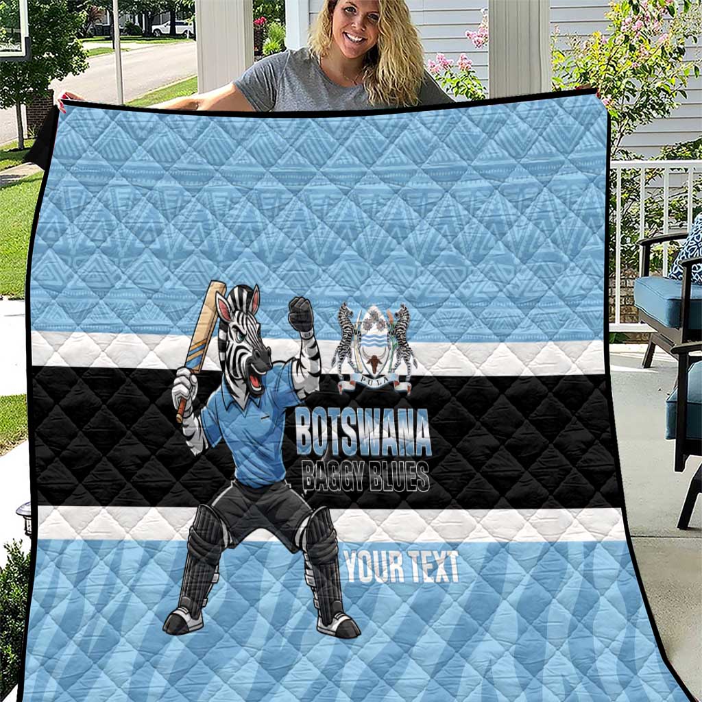 Custom Botswana Cricket Quilt Go Baggy Blues Zebra Mascot - Wonder Print Shop