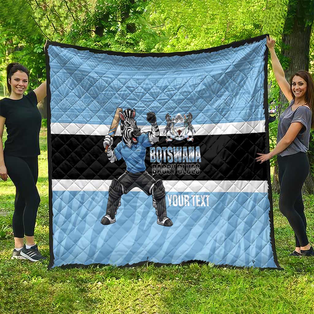 Custom Botswana Cricket Quilt Go Baggy Blues Zebra Mascot - Wonder Print Shop