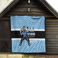 Custom Botswana Cricket Quilt Go Baggy Blues Zebra Mascot - Wonder Print Shop