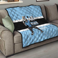 Custom Botswana Cricket Quilt Go Baggy Blues Zebra Mascot - Wonder Print Shop