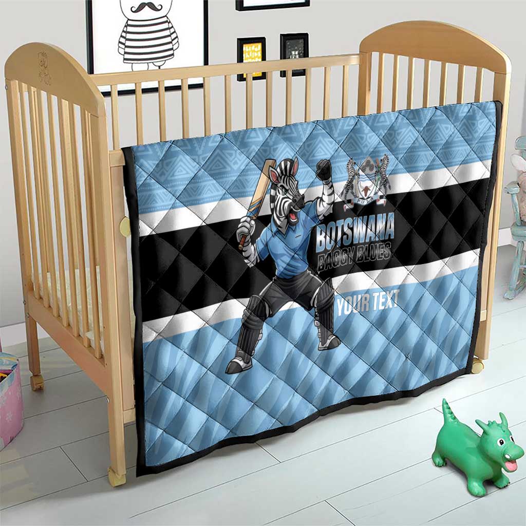 Custom Botswana Cricket Quilt Go Baggy Blues Zebra Mascot - Wonder Print Shop