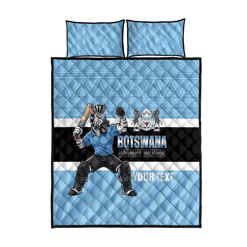 Custom Botswana Cricket Quilt Bed Set Go Baggy Blues Zebra Mascot - Wonder Print Shop