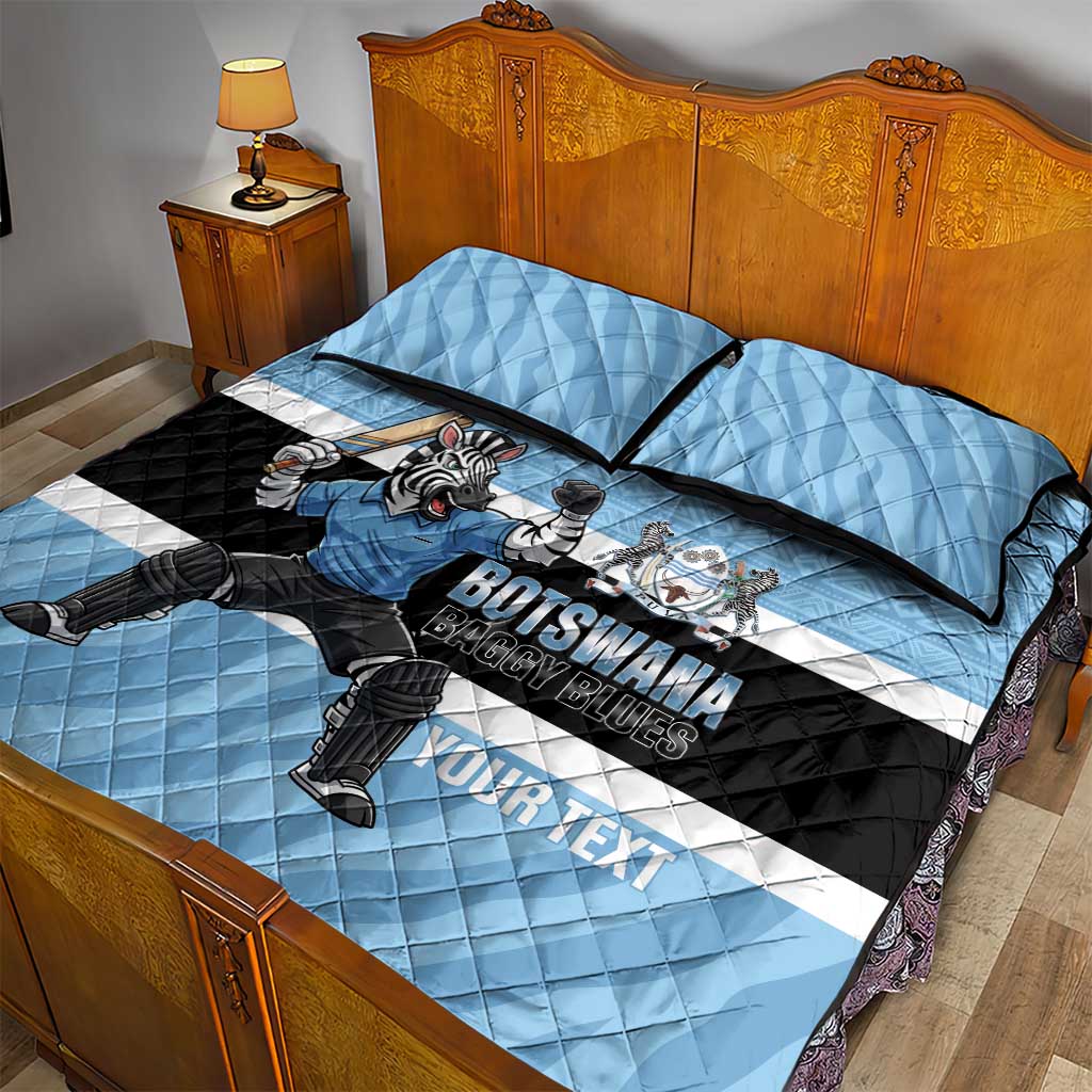 Custom Botswana Cricket Quilt Bed Set Go Baggy Blues Zebra Mascot - Wonder Print Shop