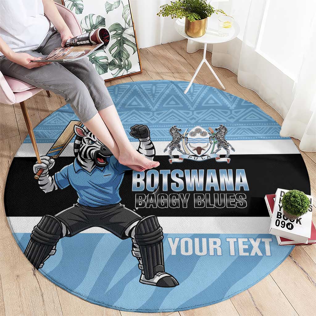 Custom Botswana Cricket Round Carpet Go Baggy Blues Zebra Mascot - Wonder Print Shop