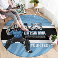 Custom Botswana Cricket Round Carpet Go Baggy Blues Zebra Mascot - Wonder Print Shop
