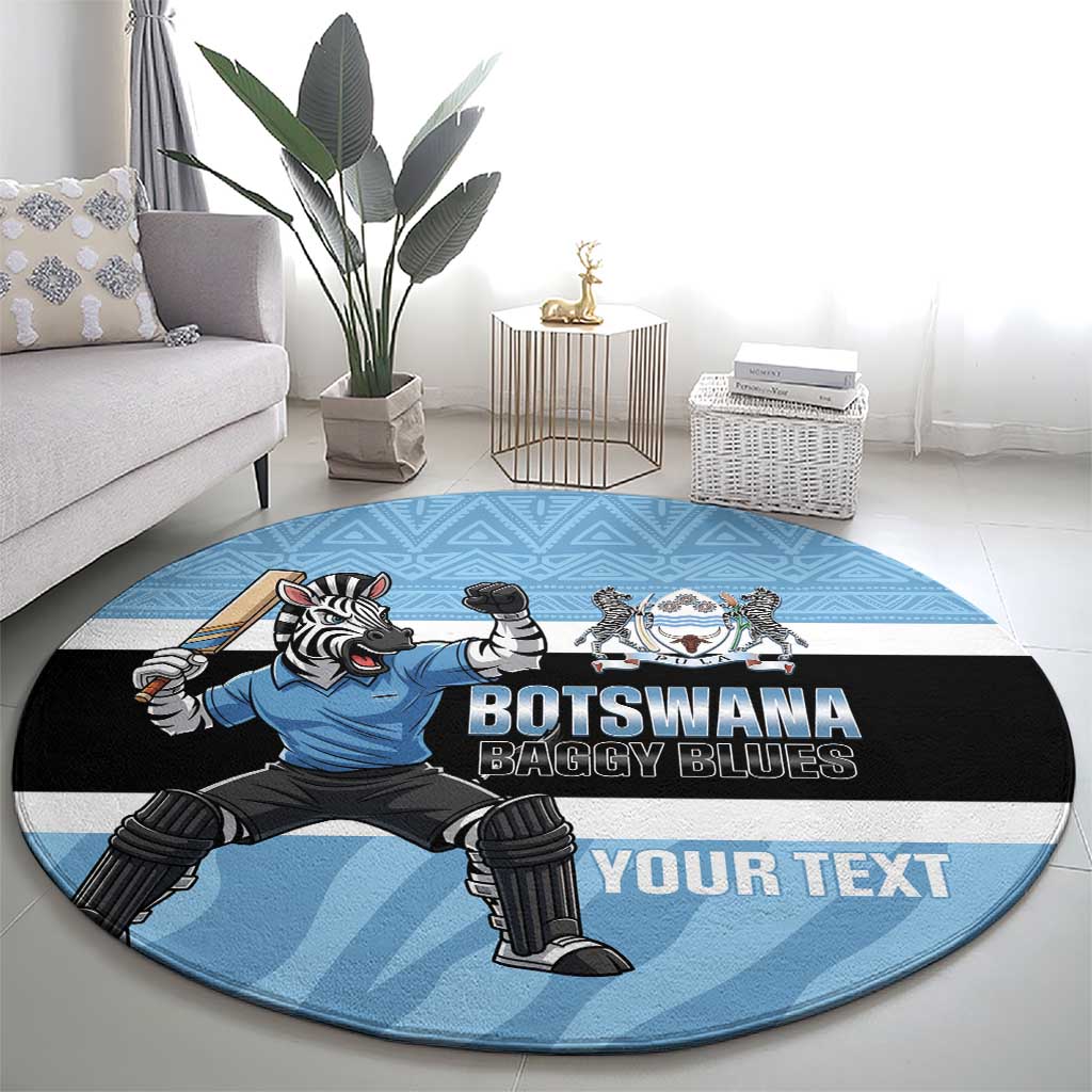 Custom Botswana Cricket Round Carpet Go Baggy Blues Zebra Mascot - Wonder Print Shop