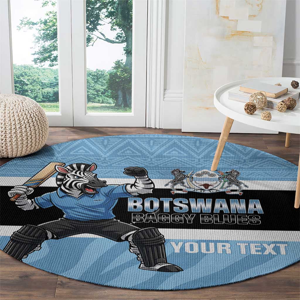 Custom Botswana Cricket Round Carpet Go Baggy Blues Zebra Mascot - Wonder Print Shop