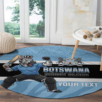 Custom Botswana Cricket Round Carpet Go Baggy Blues Zebra Mascot - Wonder Print Shop