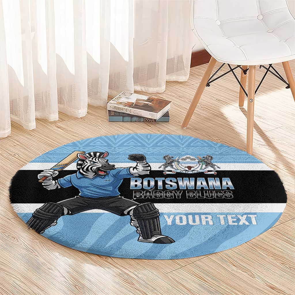 Custom Botswana Cricket Round Carpet Go Baggy Blues Zebra Mascot - Wonder Print Shop