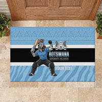 Custom Botswana Cricket Rubber Doormat Go Baggy Blues Zebra Mascot - Wonder Print Shop