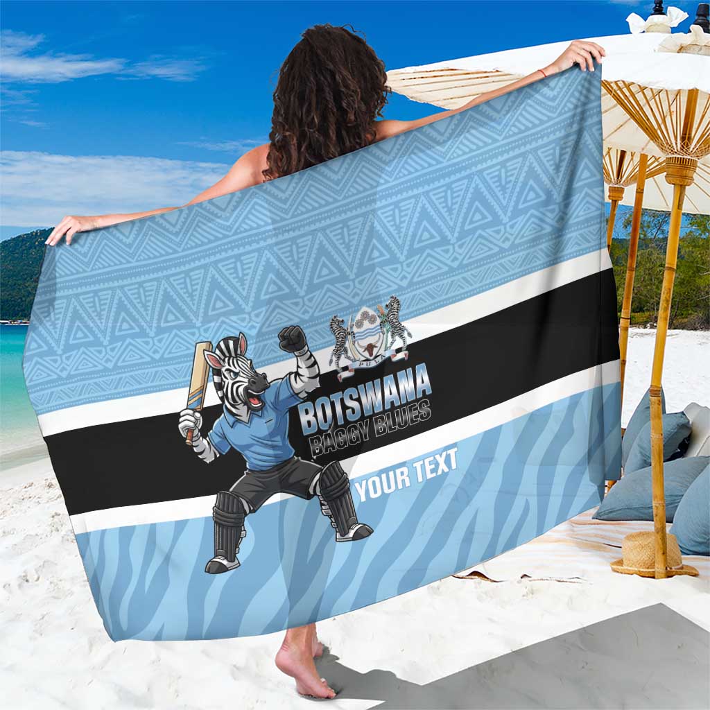 Custom Botswana Cricket Sarong Go Baggy Blues Zebra Mascot - Wonder Print Shop