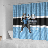 Custom Botswana Cricket Shower Curtain Go Baggy Blues Zebra Mascot - Wonder Print Shop