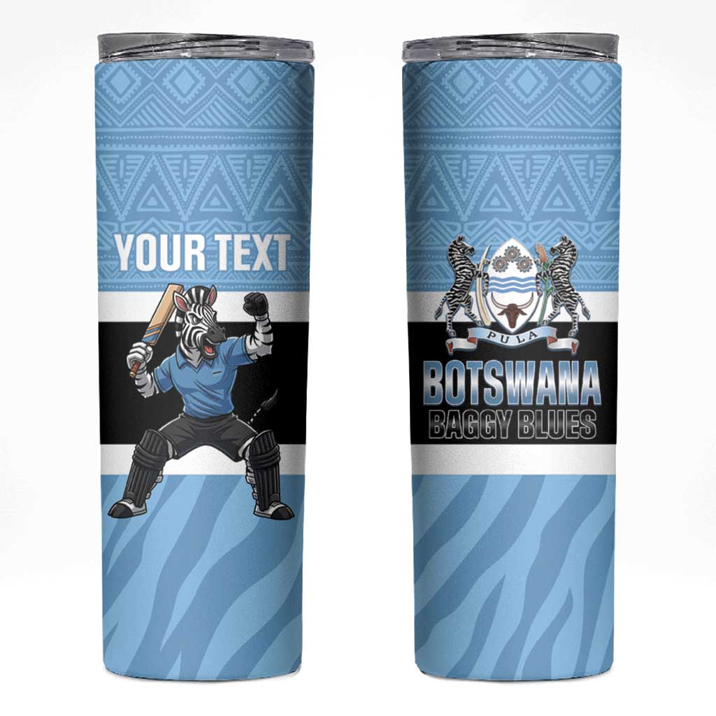 Custom Botswana Cricket Skinny Tumbler Go Baggy Blues Zebra Mascot - Wonder Print Shop