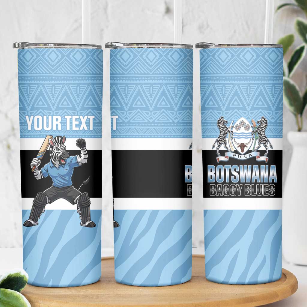 Custom Botswana Cricket Skinny Tumbler Go Baggy Blues Zebra Mascot - Wonder Print Shop