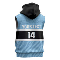 Custom Botswana Cricket Sleeveless Hoodie Go Baggy Blues Zebra Mascot - Wonder Print Shop