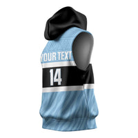 Custom Botswana Cricket Sleeveless Hoodie Go Baggy Blues Zebra Mascot - Wonder Print Shop