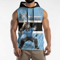 Custom Botswana Cricket Sleeveless Hoodie Go Baggy Blues Zebra Mascot - Wonder Print Shop