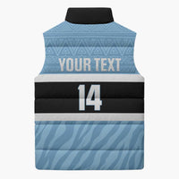 Custom Botswana Cricket Sleeveless Puffer Jacket Go Baggy Blues Zebra Mascot - Wonder Print Shop