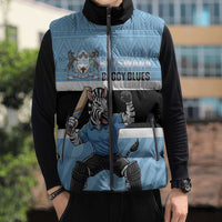 Custom Botswana Cricket Sleeveless Puffer Jacket Go Baggy Blues Zebra Mascot - Wonder Print Shop