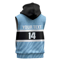 Custom Botswana Cricket Sleeveless Zip Hoodie Go Baggy Blues Zebra Mascot - Wonder Print Shop