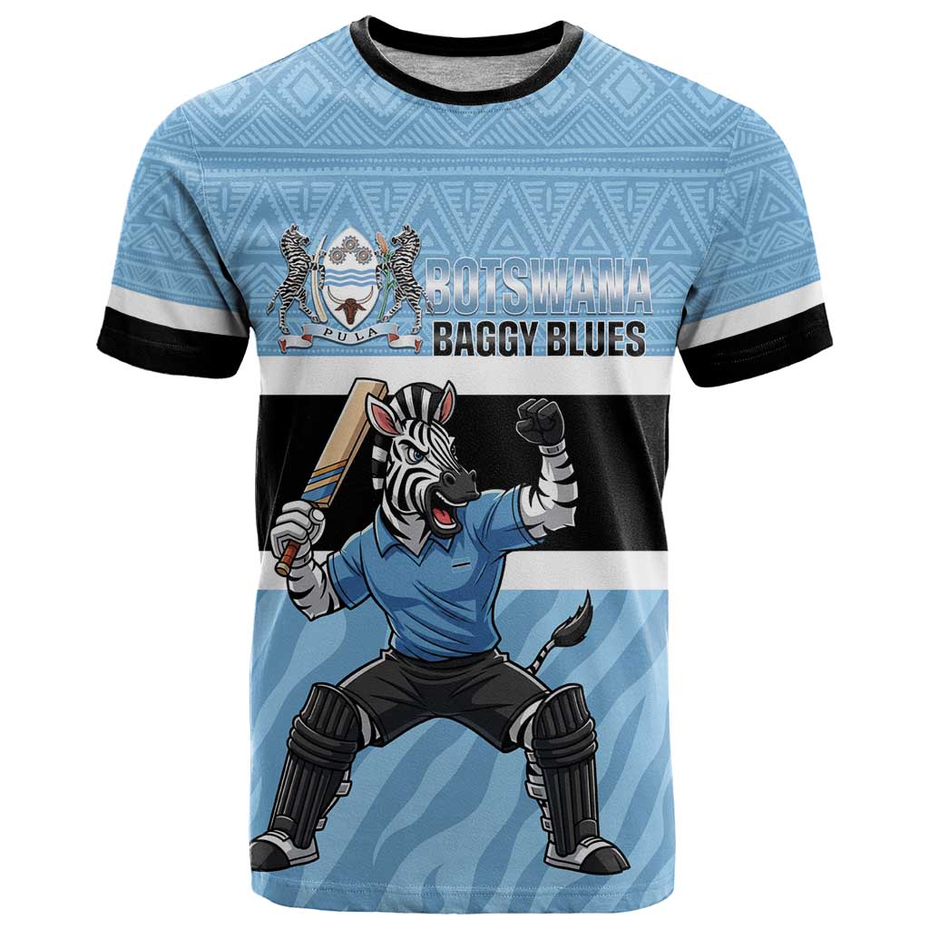 Custom Botswana Cricket T Shirt Go Baggy Blues Zebra Mascot - Wonder Print Shop